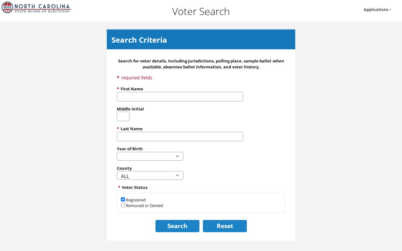 Hickory residents directory North Carolina voter lookup form