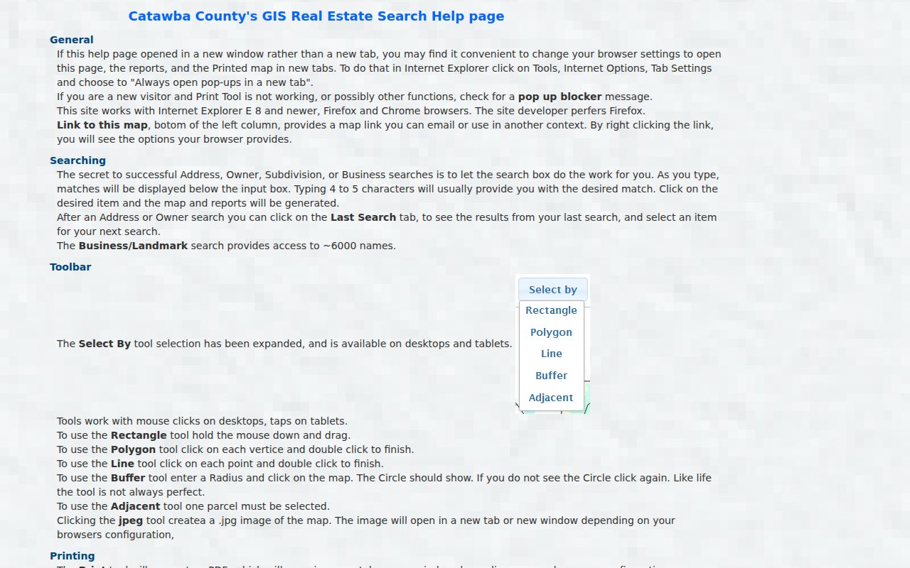 Hickory previous residents parcel-help search tools in Catawba GIS