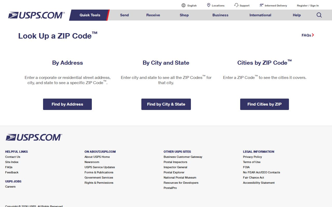 Hickory ZIP code directory USPS address lookup screen